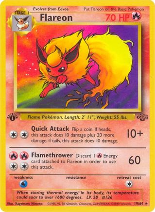Flareon (19) (19) 019  - 1st Edition Jungle - Rare