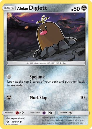 Alolan Diglett 086  - Reverse Holofoil SM Base Set - Common