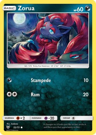 Zorua 052  - Reverse Holofoil Shining Legends - Common