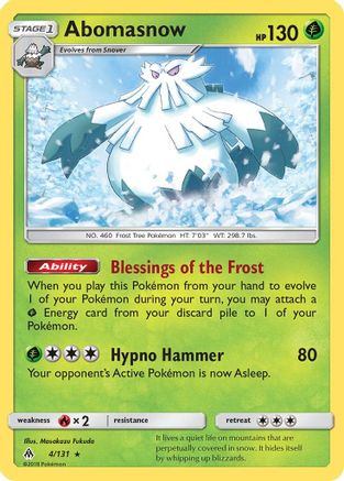 Abomasnow  - Reverse Holofoil SM  Forbidden Light - Rare