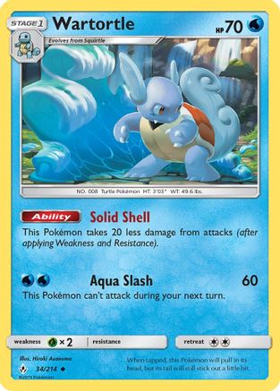 Wartortle 034  - Reverse Holofoil SM  Unbroken Bonds - Uncommon