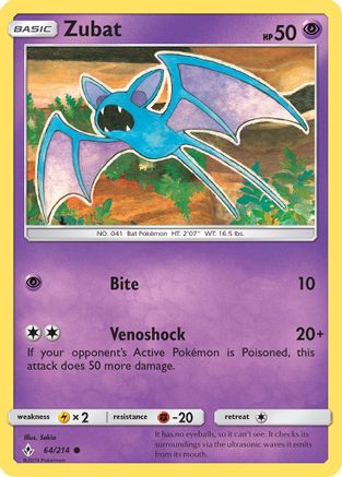 Zubat 064  - Reverse Holofoil SM  Unbroken Bonds - Common