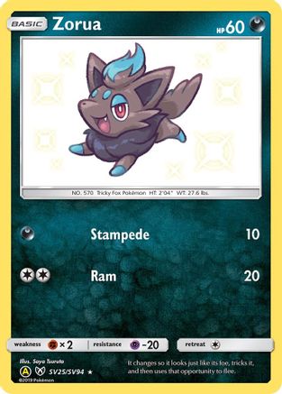 Zorua SV25  - Holofoil Hidden Fates Shiny Vault - Shiny Holo Rare