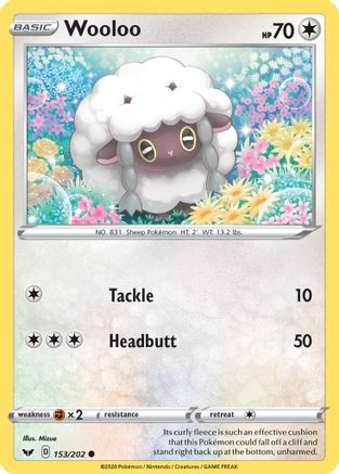 Wooloo (153) (153) 153  - Reverse Holofoil SWSH01 Sword & Shield Base Set - Common