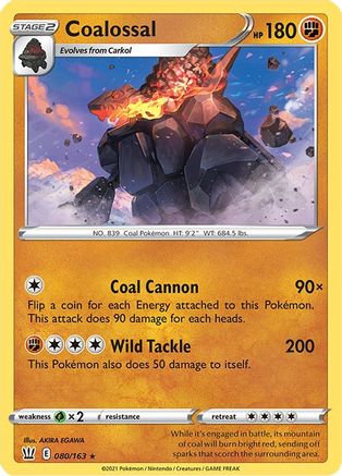 Coalossal 080  - Reverse Holofoil SWSH05 Battle Styles - Holo Rare