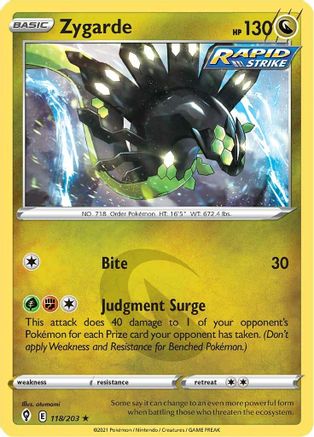 Zygarde 118  - Holofoil SWSH07 Evolving Skies - Holo Rare