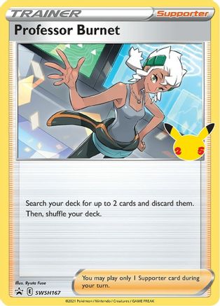 Professor Burnet (25th Anniversary Stamp) SWSH167  SWSH Sword & Shield Promo Cards - Promo