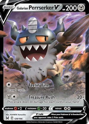 Galarian Perrserker V 129  - Holofoil SWSH11 Lost Origin - Ultra Rare