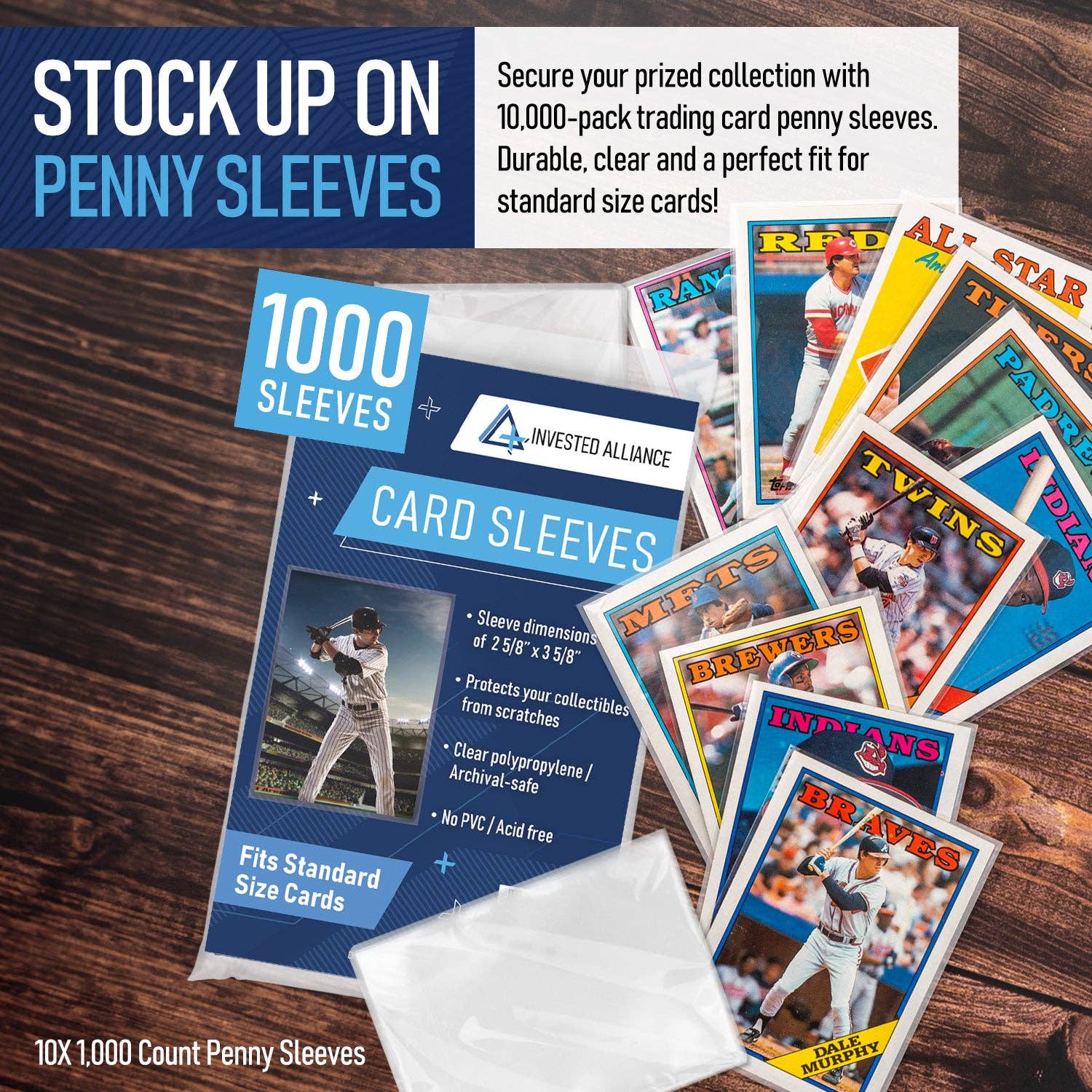 10,000 Pack - Standard Size Penny Sleeves