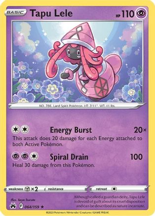 Tapu Lele 064  - Reverse Holofoil SWSH Crown Zenith - Holo Rare