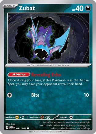 Zubat 041  - Reverse Holofoil SV Scarlet & Violet 151 - Common
