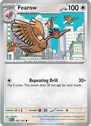 Fearow 103  - Reverse Holofoil ME01 Mega Evolution - Common