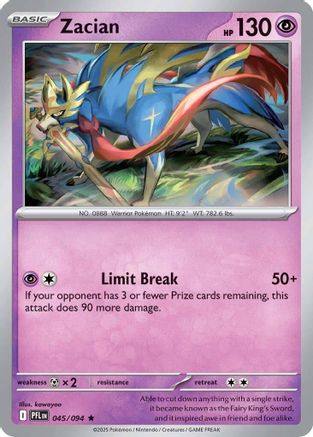 Zacian 045/094  - Reverse Holofoil ME02 Phantasmal Flames - Rare