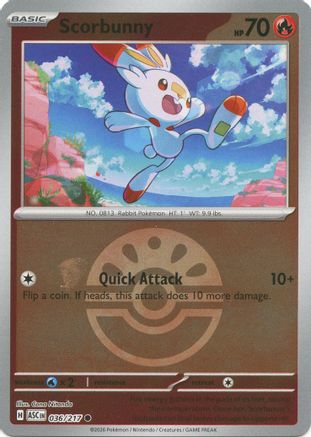 Scorbunny (Friend Ball) 036/217  - Reverse Holofoil ME Ascended Heroes - Common