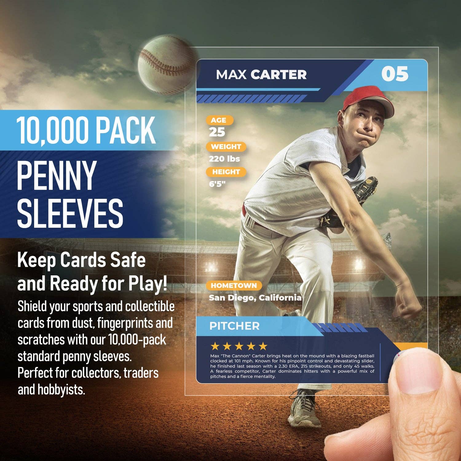 10,000 Pack - Standard Size Penny Sleeves