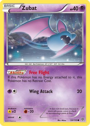 Zubat (53)/135  - Reverse Holofoil Plasma Storm - Common
