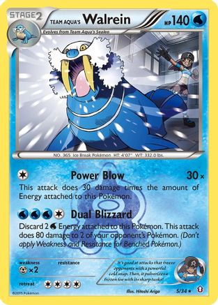 Team Aqua's Walrein 005  - Reverse Holofoil Double Crisis - Holo Rare